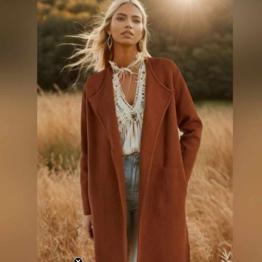 Caroline Belle Montreal Duster Coat Cinnamon Brown